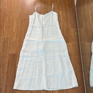 Reformation Cream Lined Linen Midi Dress